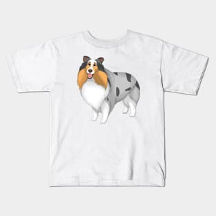 White, Blue Merle & Tan Shetland Sheepdog Dog Sheltie Kids T-Shirt